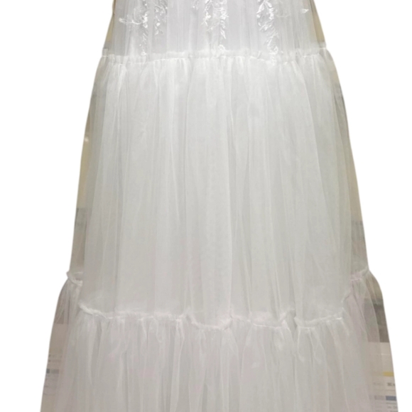 Spaghetti Straps Tulle A-line Wedding Dresses | Deep V-neck Pleated Bridal Gowns - Picture 6 of 16